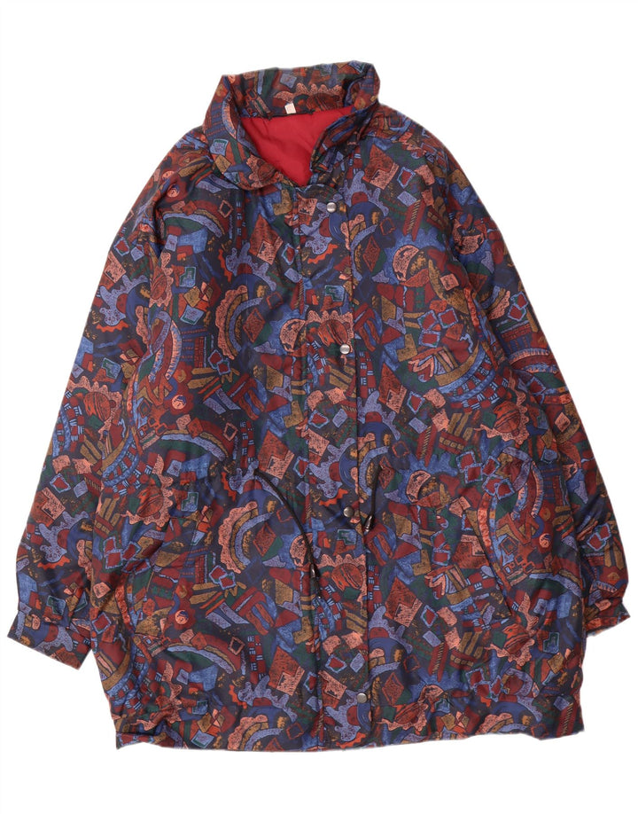 VINTAGE Womens Windbreaker Coat UK 16 Large Multicoloured Geometric