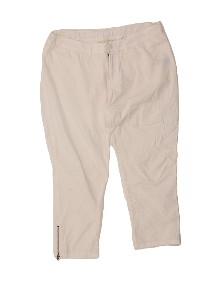 ADIDAS Womens Crop Casual Trousers W31 L24  White Cotton Vintage Adidas and Second-Hand Adidas from Messina Hembry 