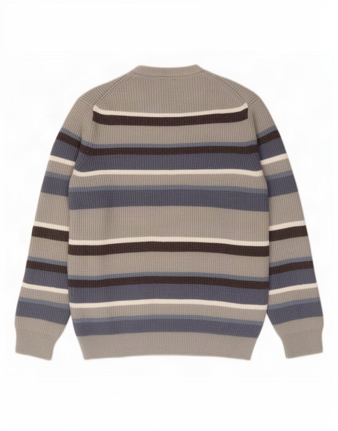 Marks & Spencer Mens Crew Neck Jumper Sweater Large Grey Striped Polyester