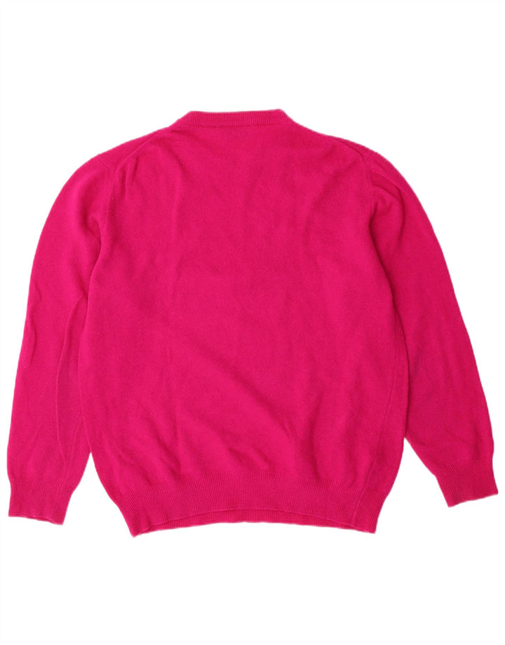 SASHA Womens Crew Neck Jumper Sweater UK 14 Large Pink Wool