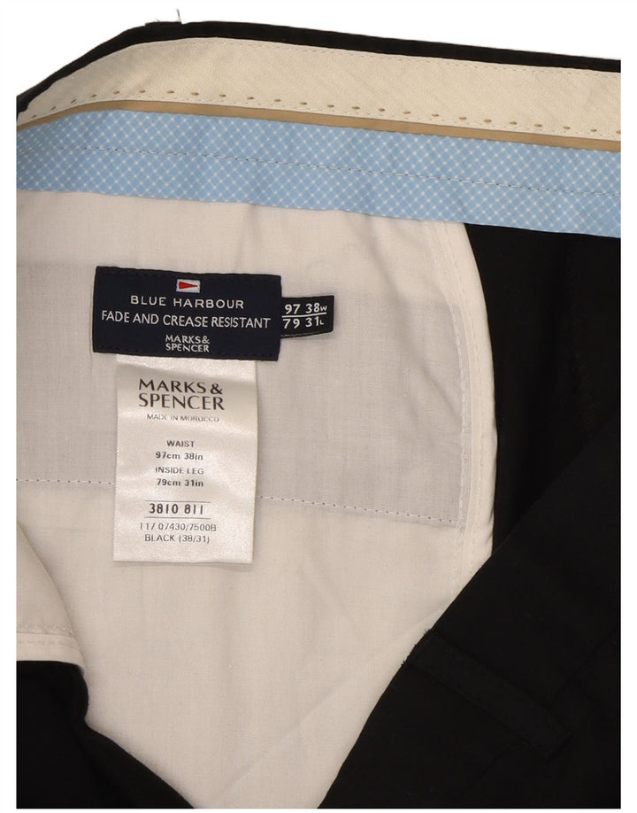 Marks & Spencer Mens Blue Harbour Straight Suit Trousers W38 L31 Black