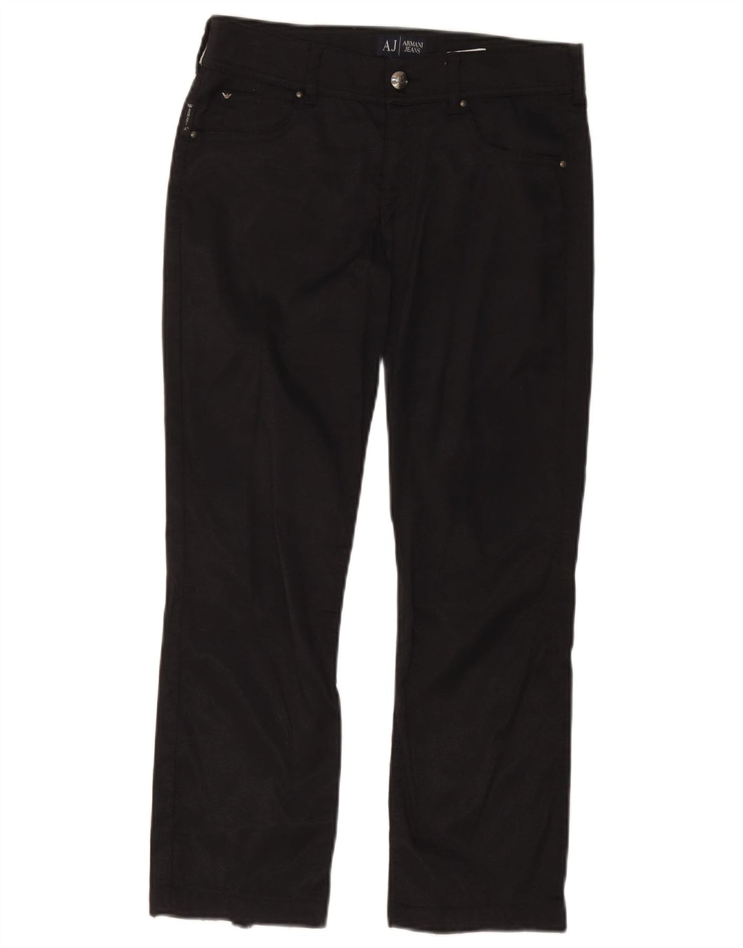 Pantaloni casual dritti da donna Armani W28 L24 neri in poliammide