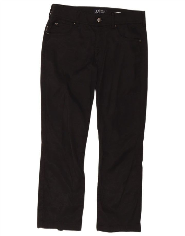 Pantaloni casual dritti da donna Armani W28 L24 neri in poliammide