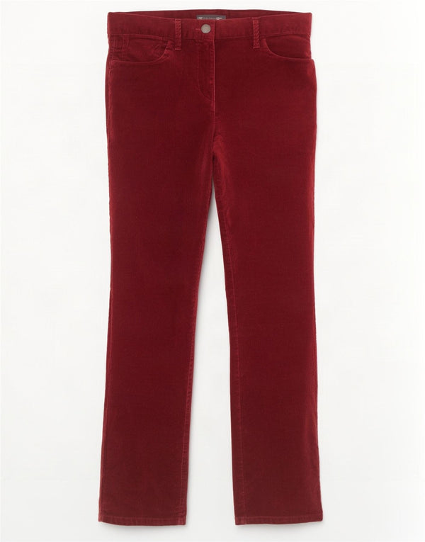 Pantaloni di velluto a coste da donna Marks & Spencer UK 10 Small W32 L30 Borgogna