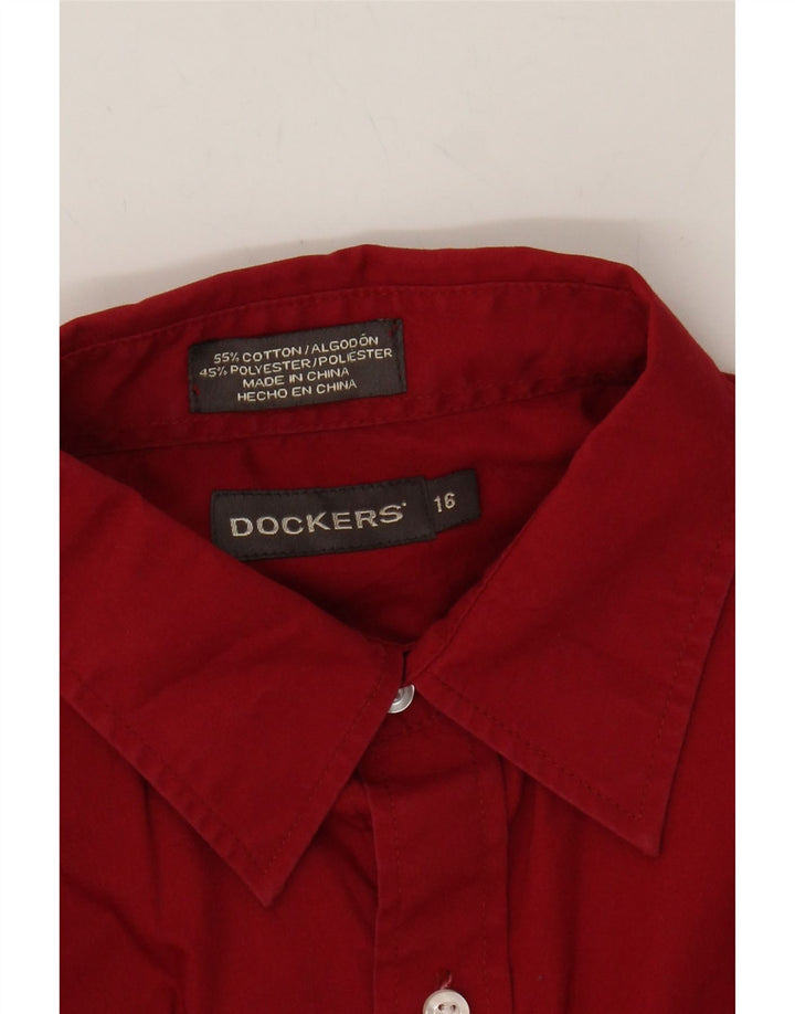 DOCKERS Boys Shirt 15-16 Years Red Cotton Vintage Dockers and Second-Hand Dockers from Messina Hembry 