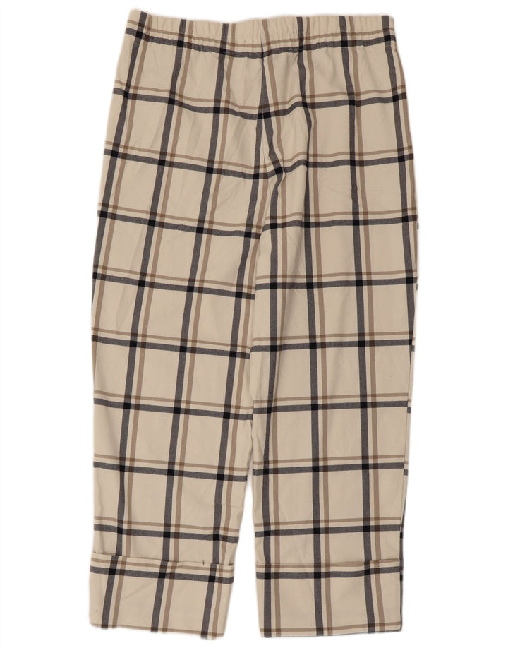 Zara Womens Cropped Trousers XL W32 L24 Hvid ternet polyester