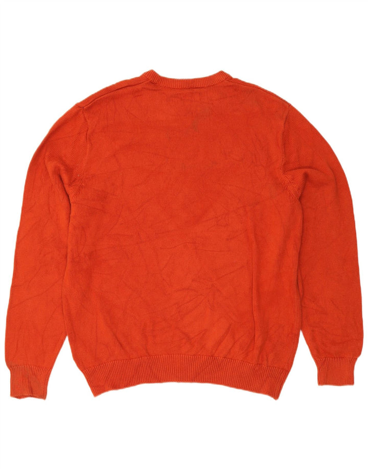 Męski sweter z okrągłym dekoltem Chaps XL, pomarańczowy, bawełniany