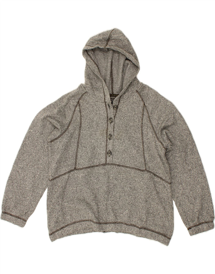 EDDIE BAUER Womens Hoodie Jumper UK 16 Large Grey Flecked Polyester Vintage Eddie Bauer and Second-Hand Eddie Bauer from Messina Hembry 
