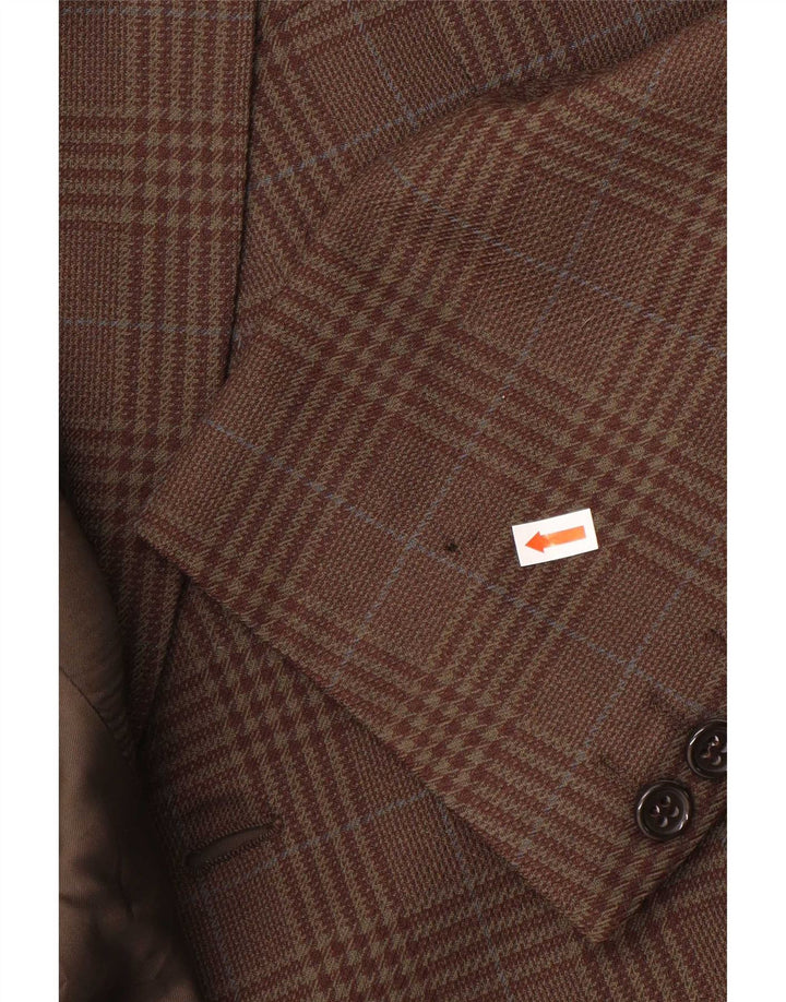 Vintage Mens 2 Button Blazer Jacket IT 50 Large Brown Check Wool