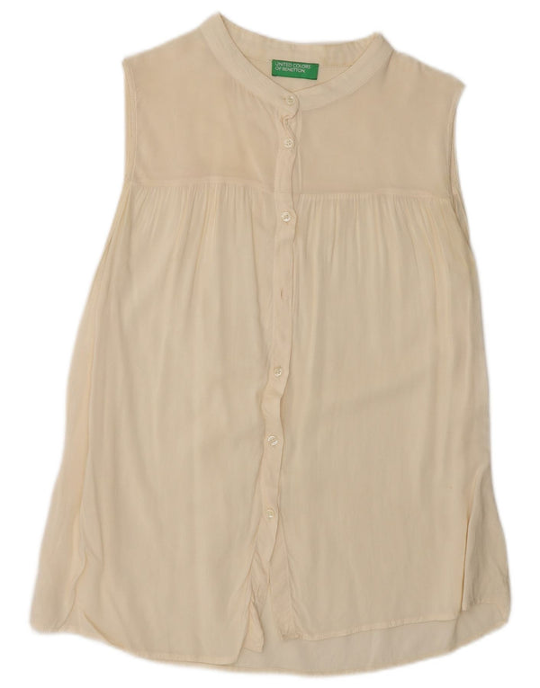 Camicetta senza maniche da donna Benetton UK 12 medio bianco sporco