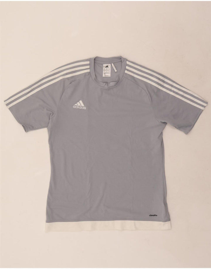Tricou Adidas Climalite pentru bărbați Top Mediu Gri Poliester Colorblock