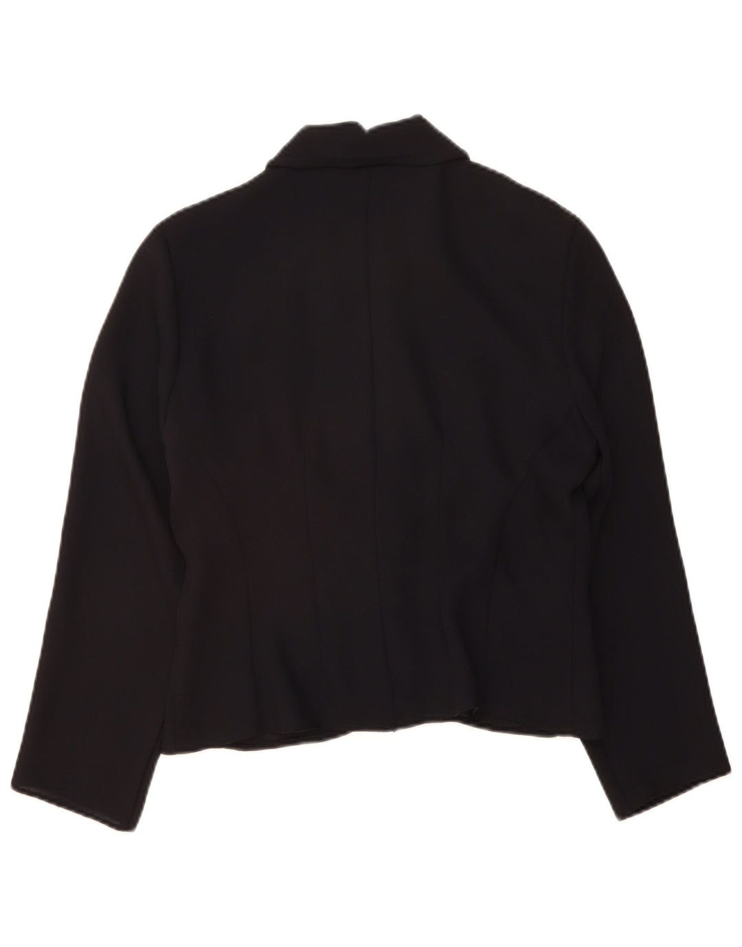 VINTAGE Womens Crop 5 Button Blazer Jacket UK 12 Medium Black Polyester