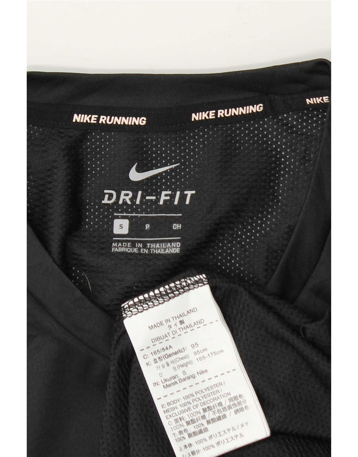 Nike Herre Dri Fit Running T-Shirt Top Lille sort stribet polyester