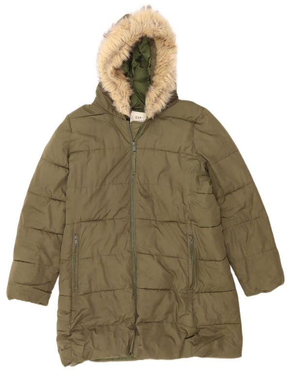 Casaco acolchoado com capuz masculino Gap UK 40 poliéster cáqui grande