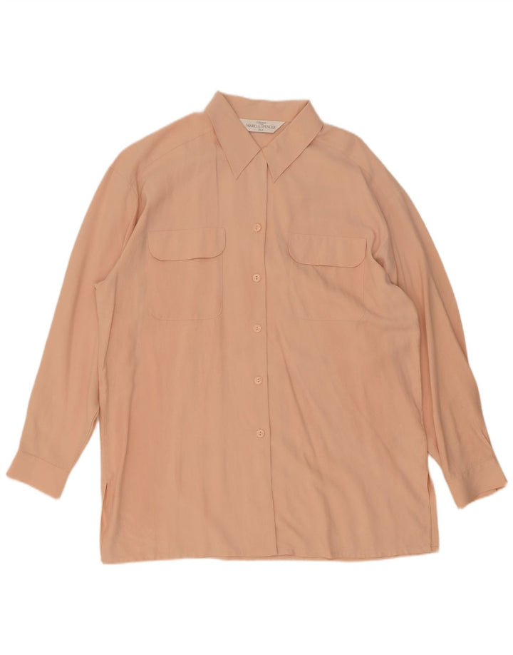 Marks & Spencer Womens St. Michael Shirt Blouse UK 14 Large Pink Silk