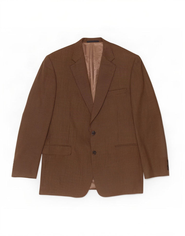 Jaqueta blazer masculina Burberry com 2 botões Reino Unido 44 grande marrom houndstooth lã