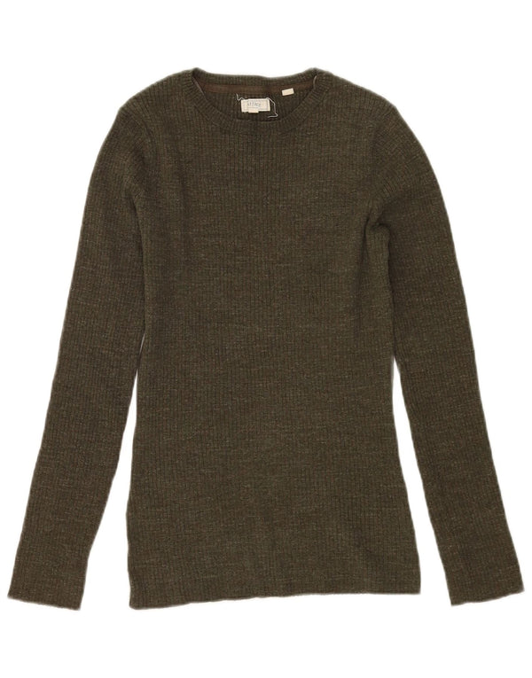 Fat Face Damen-Pullover mit U-Boot-Ausschnitt, Gr. 12, Medium Khaki, gefleckte Baumwolle