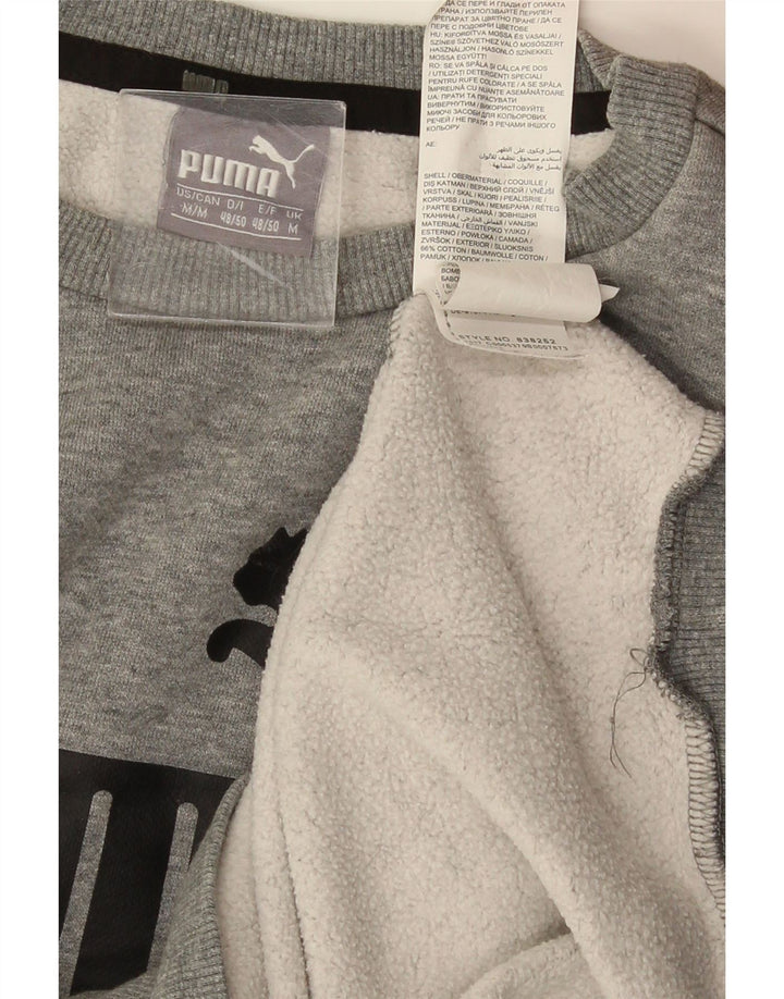 PUMA Mens Graphic Sweatshirt Jumper Medium Grey Flecked Cotton