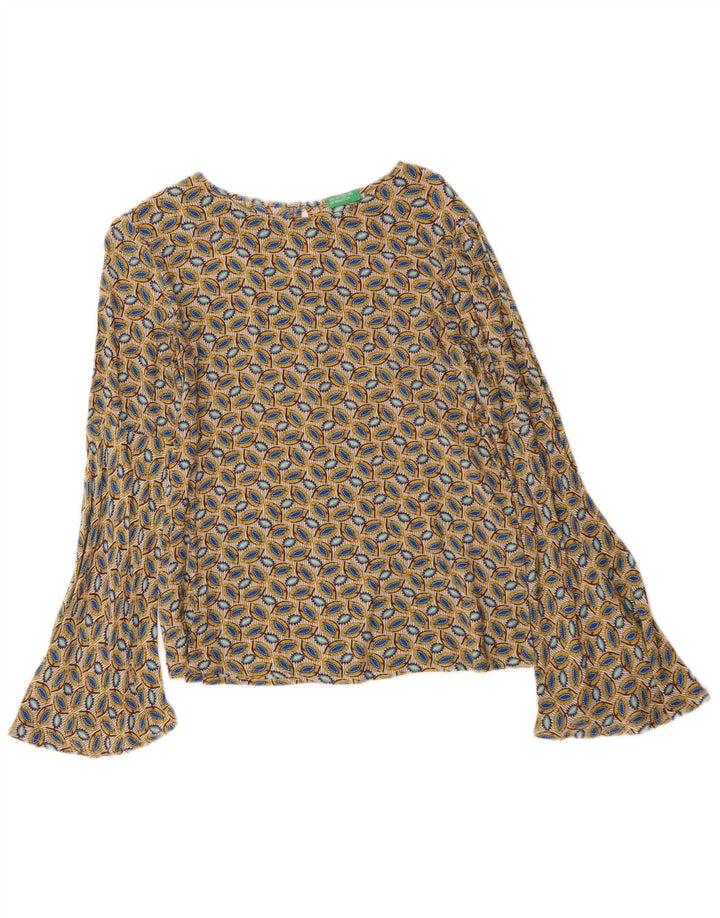 Benetton Womens Abstract Pattern Loose Fit Blouse Top UK 6 XS Multicoloured