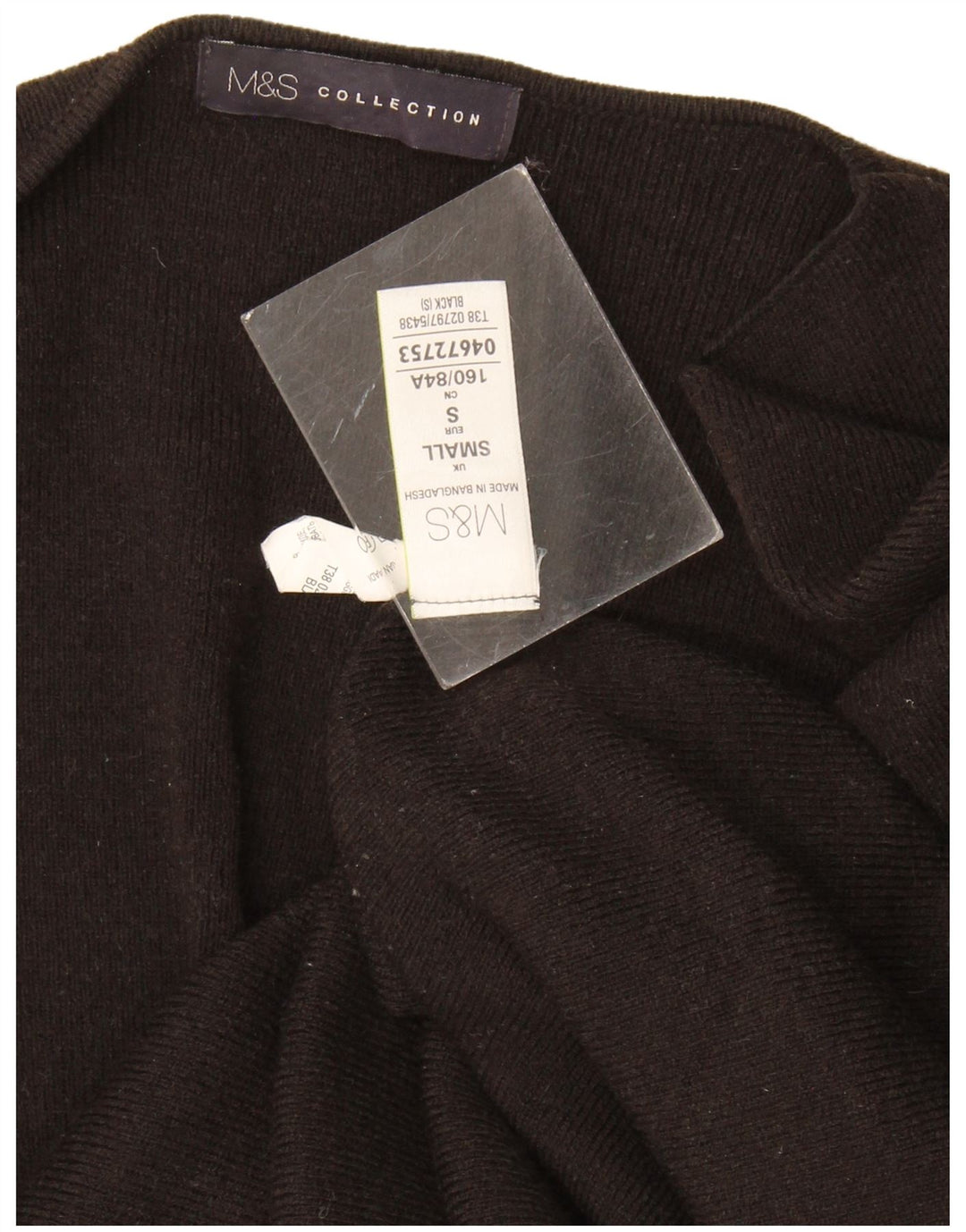 Marks & Spencer Womens Longline Open Cardigan Sweater UK 10 Small Black