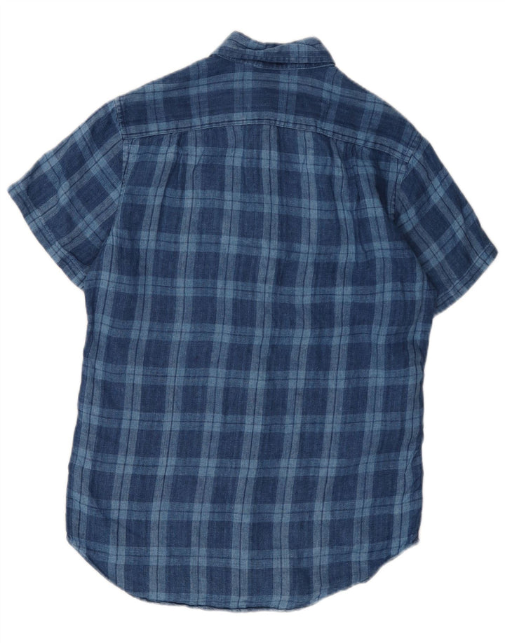 J. CREW Mens Short Sleeve Shirt XS Blue Check Linen