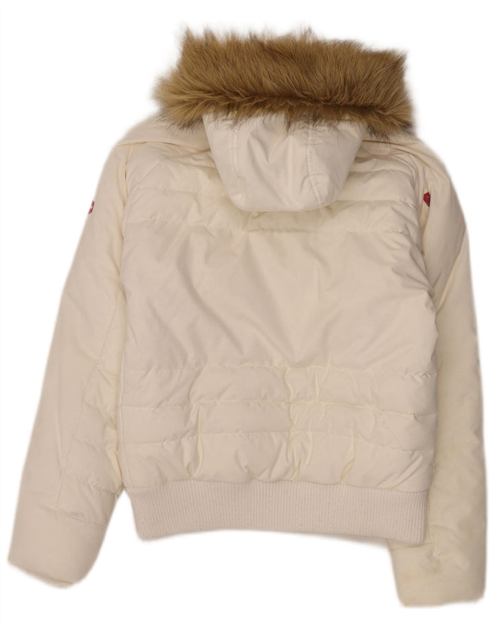 Helly Hansen Womens Hooded Padded Jacket UK 12 Medium White Nylon