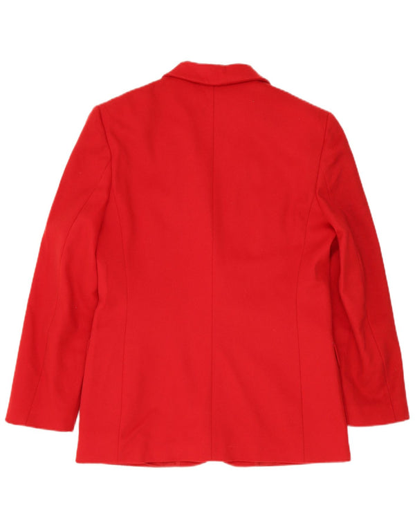 Jaqueta blazer feminina vintage com 2 botões Reino Unido 12 lã vermelha média