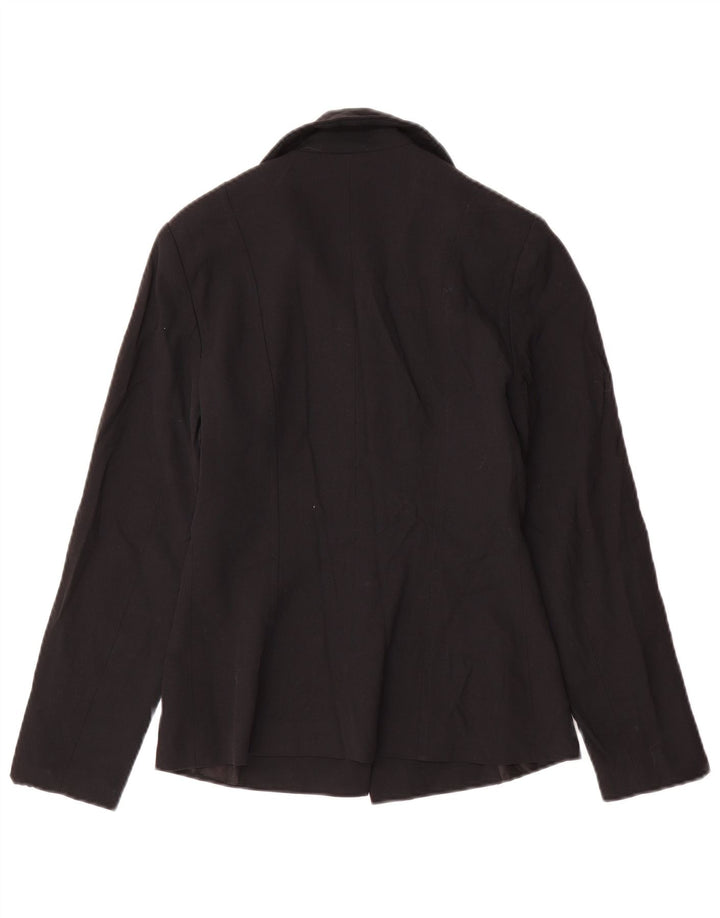 Jaqueta blazer vintage feminina com 4 botões Reino Unido 10 pequena preta
