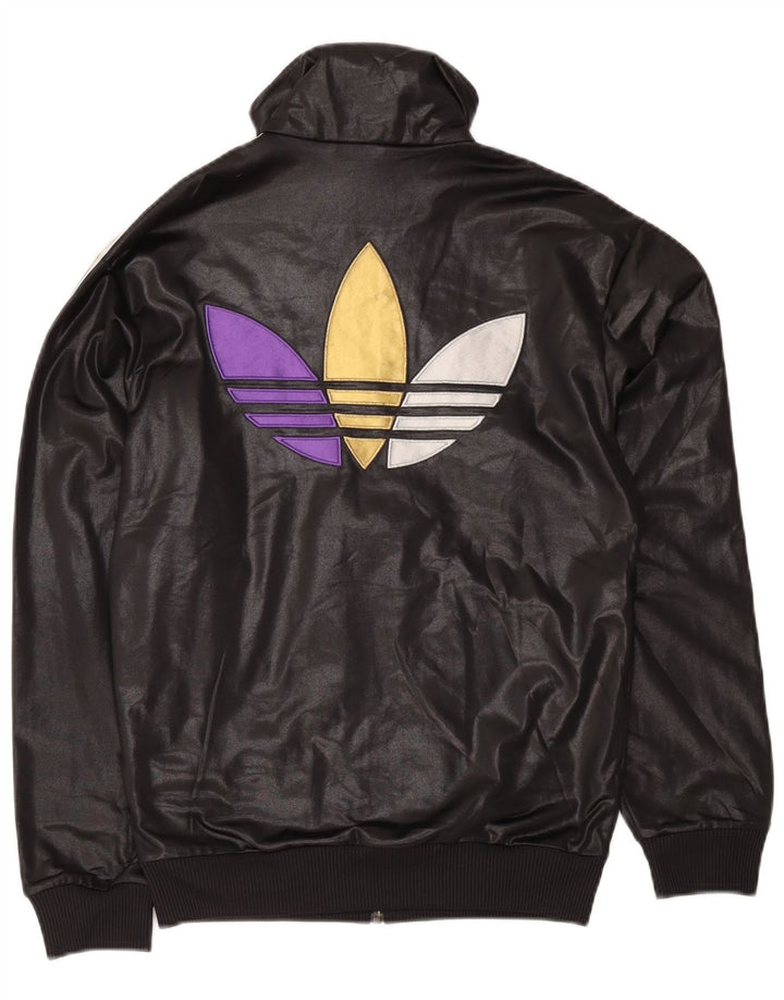 Adidas Mens Graphic Tracksuit Top Jacket Small Black Polyester