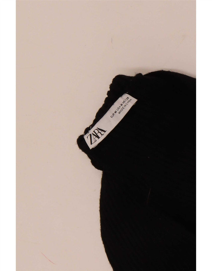 Zara Womens Knit Arm Top UK 12 Medium Black