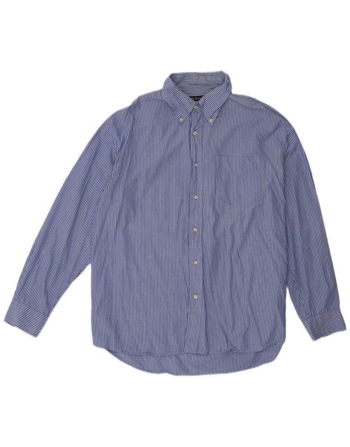 Dack's Mens Shirt Large Blue Pinstripe Cotton