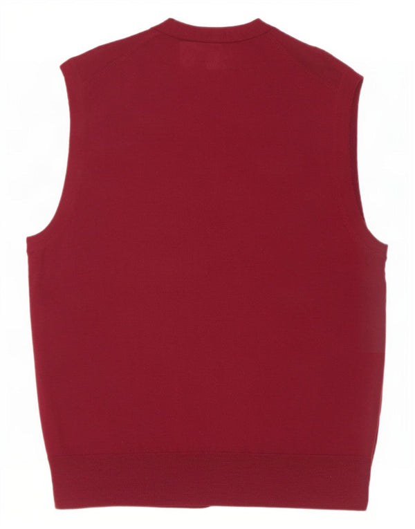 Maglione cardigan senza maniche da uomo Brooks Brothers grande lana bordeaux