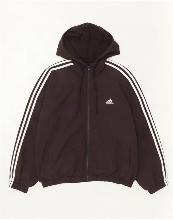 Adidas Damen-Trainingsanzug mit Kapuze, übergroß, Top-Jacke, UK 20/22 XL, schwarzes Nylon