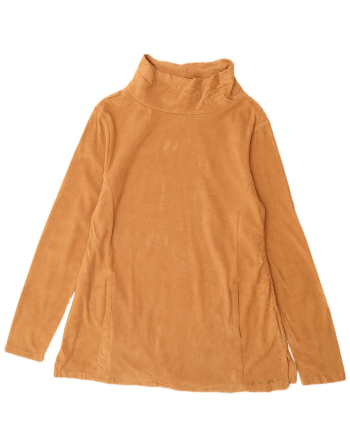 Eddie Bauer Womens Longline Fleece Jumper UK 14 Medium Brown Polyester