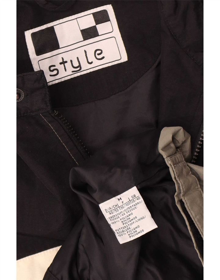 Vintage Mens Windbreaker Jacket UK 38 Medium Grey Colourblock Polyamide