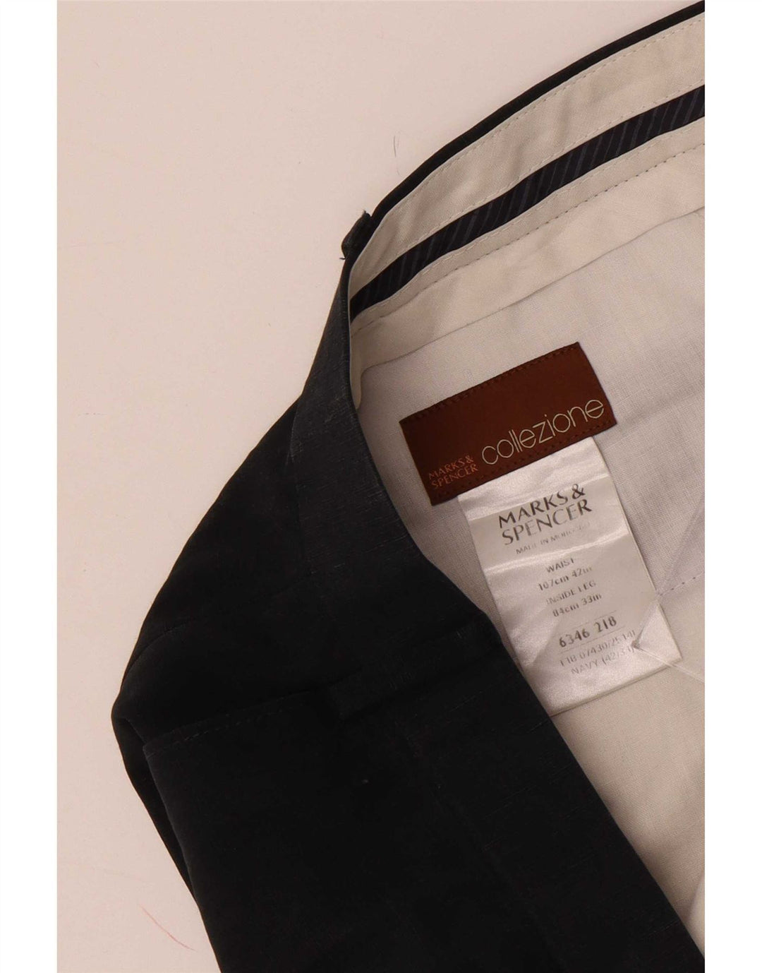 Marks & Spencer Herre Pegged Suit Bukser W42 L33 Navy Blue Lyocell