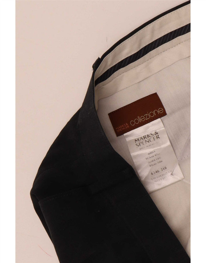 Marks & Spencer Herre Pegged Suit Bukser W42 L33 Navy Blue Lyocell