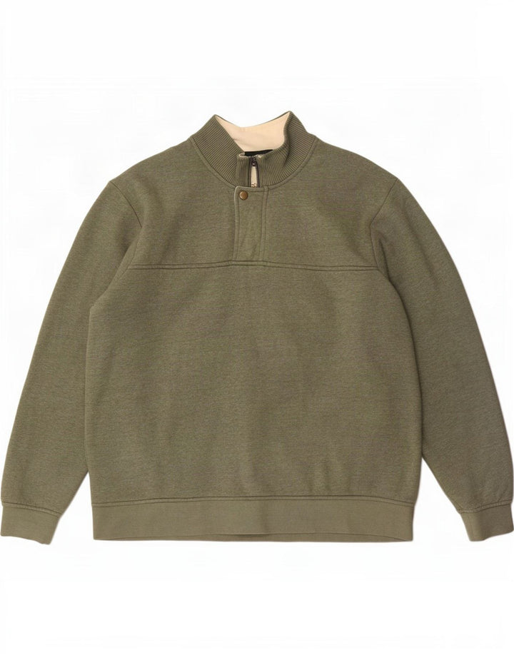 Felpa da uomo con collo con zip Orvis, maglione XL, cotone kaki