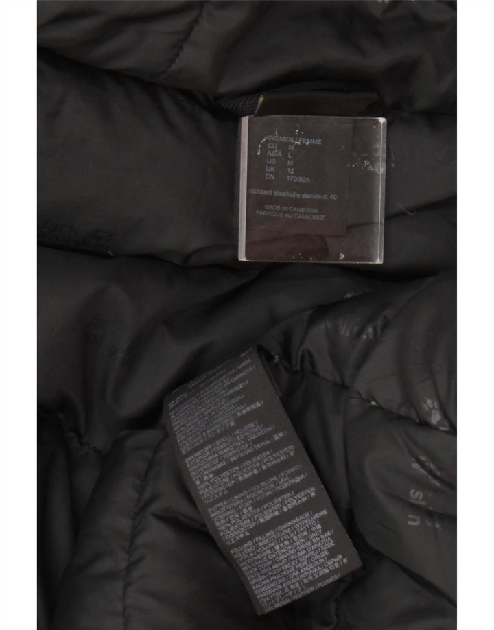 Jack Wolfskin Womens Hooded Padded Jacket UK 12 Medium Black Colourblock