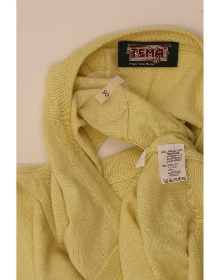 Vintage Mens Vest Tank Top IT 50 Medium Yellow Wool