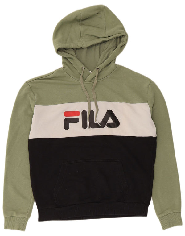 Fila Pull à capuche surdimensionné graphique pour femme UK 10 Small Vert Colourblock