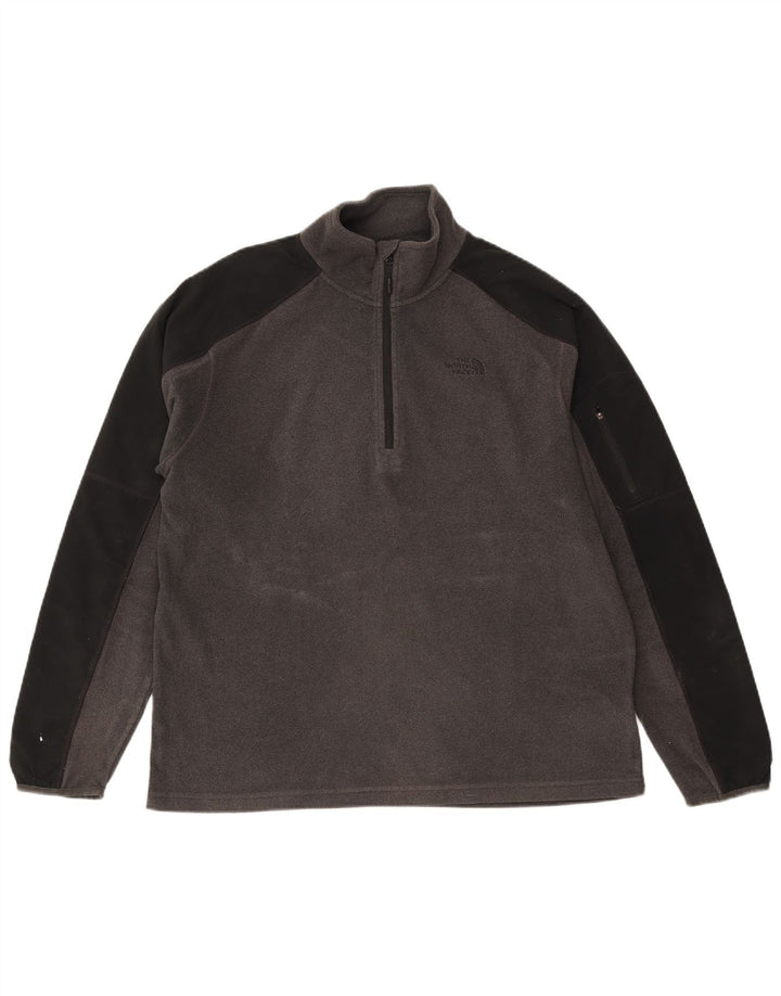 The North Face Mens Zip Neck Fleece Jumper Large Grey Colourblock Polyester