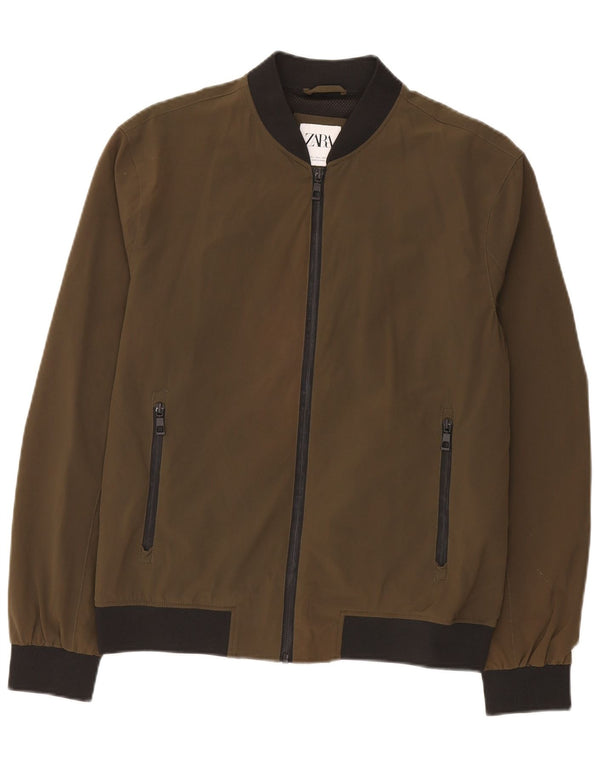 Мужская куртка-бомбер Zara UK 40, цвет хаки, большой