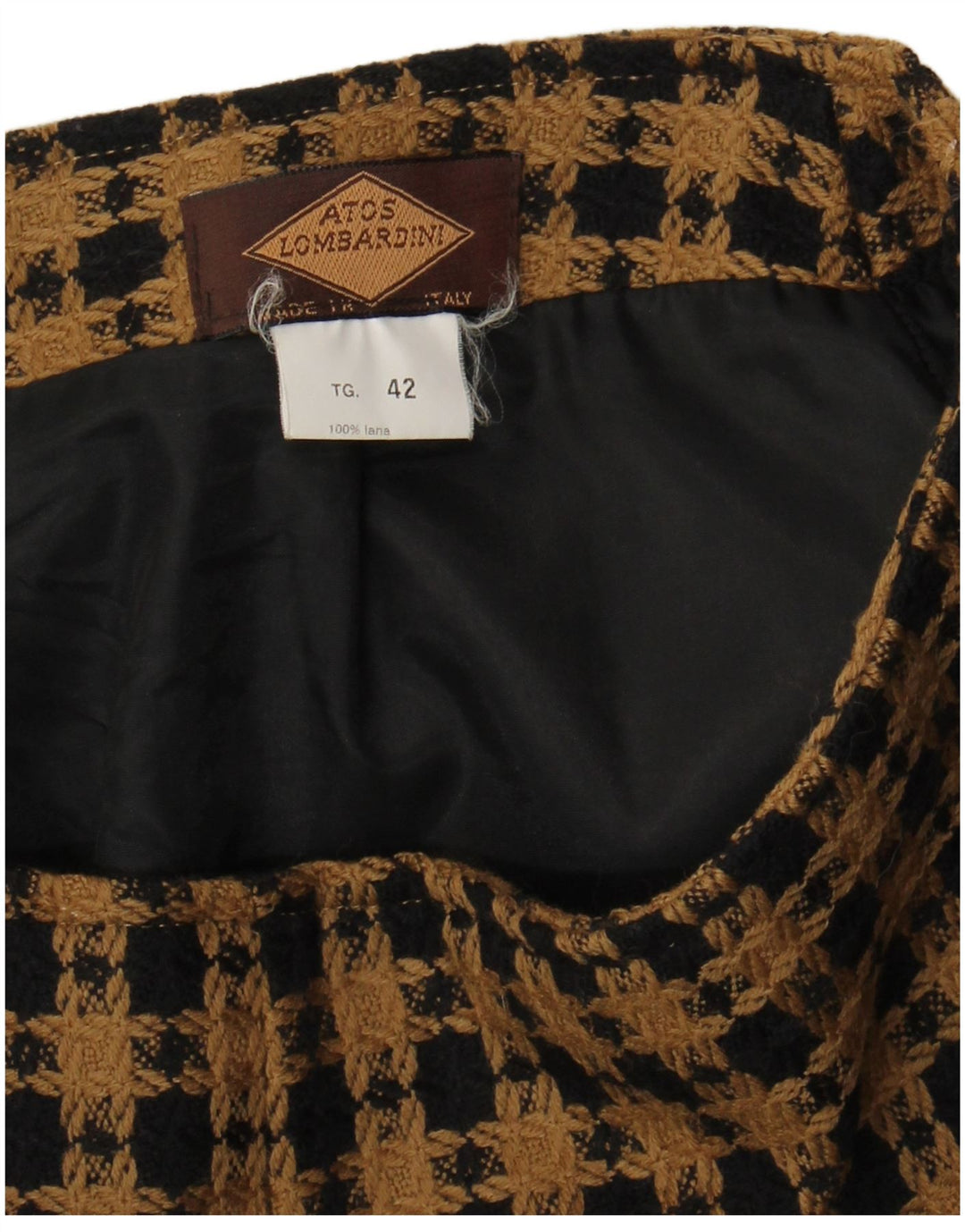 Atos Lombardini Womens Mini Skirt IT 42 Medium W28 Brown Check Wool