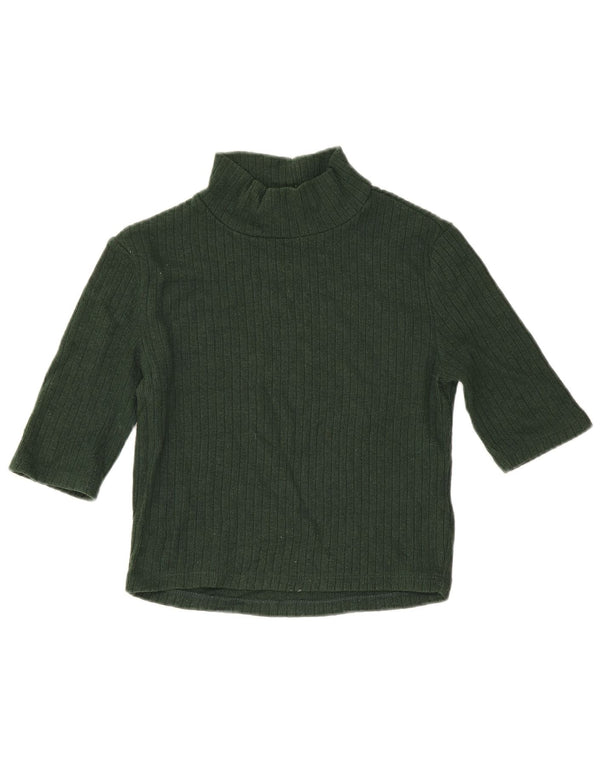 Zara Mujer Blusa Corta Top UK 8 Small Viscosa Verde