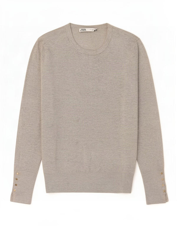 Zara Womens Boat Neck Jumper Sweater UK 14 Large Grey