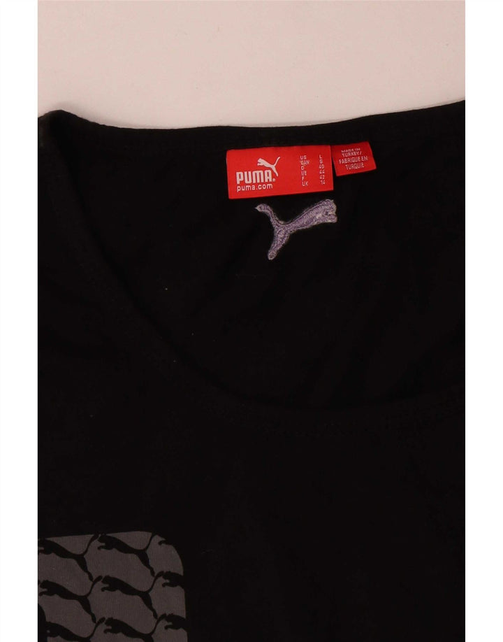 Puma Womens Graphic T-Shirt Top UK 14 Large Black