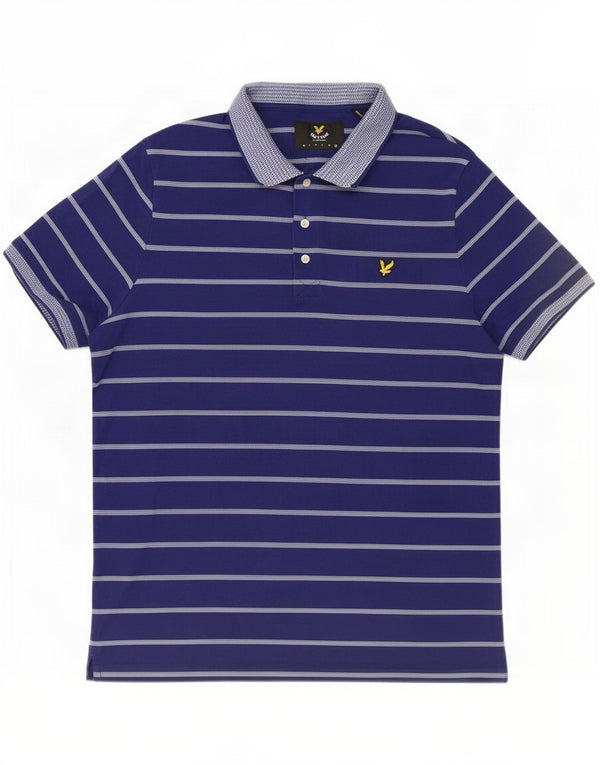 Lyle & Scott Mens Polo Shirt 2XL Blue Striped Cotton