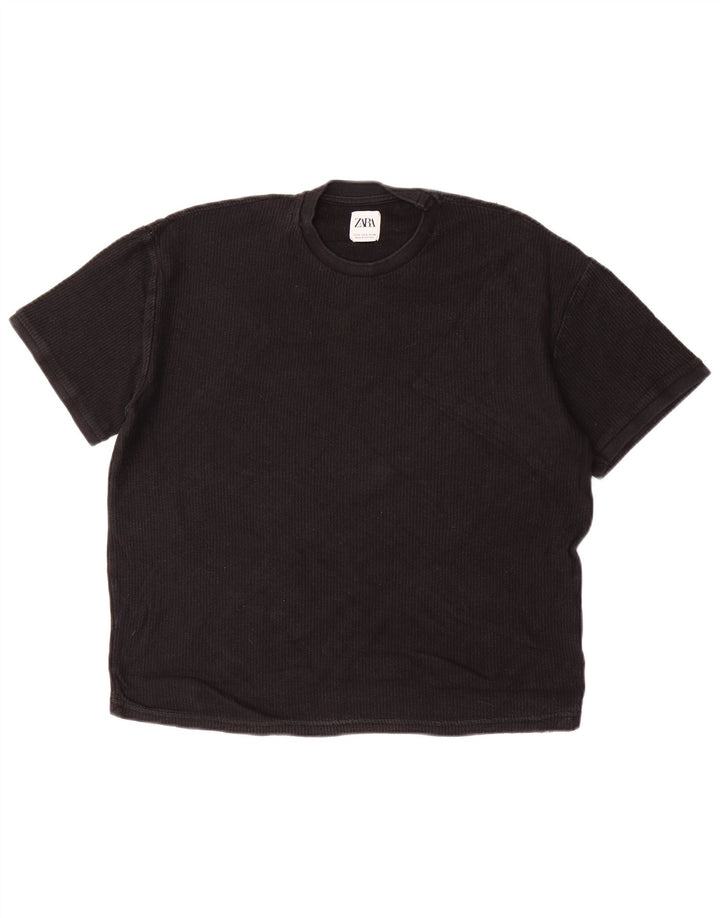 ZARA Herren T-Shirt Top Small Schwarz Baumwolle