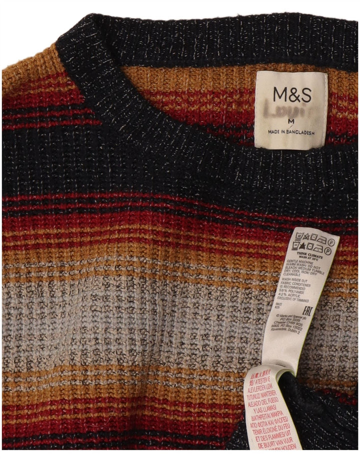Мужской джемпер с круглым вырезом Marks & Spencer, средний разноцветный в полоску